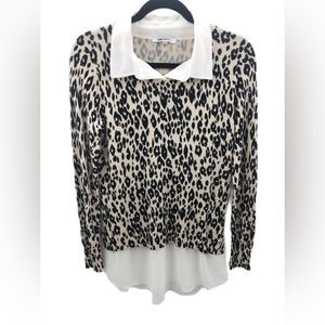 NWT DKNYC animal print collard sweater